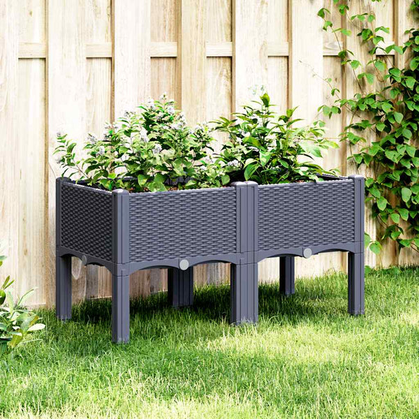 Harmaa kukkalaatikko jaloilla Radescu 80x40x42cm (pp)