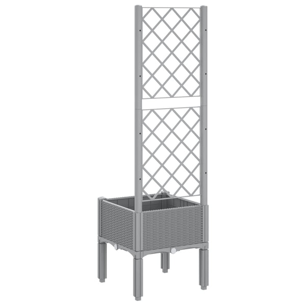 Blassgrauer Blumenkasten mit Spalier Cairula 40x40x142cm (PP)