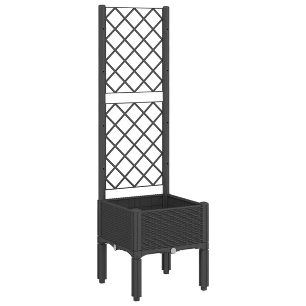 Schwarzer Blumenkasten mit Spalier Cairula 40x40x142cm (PP)