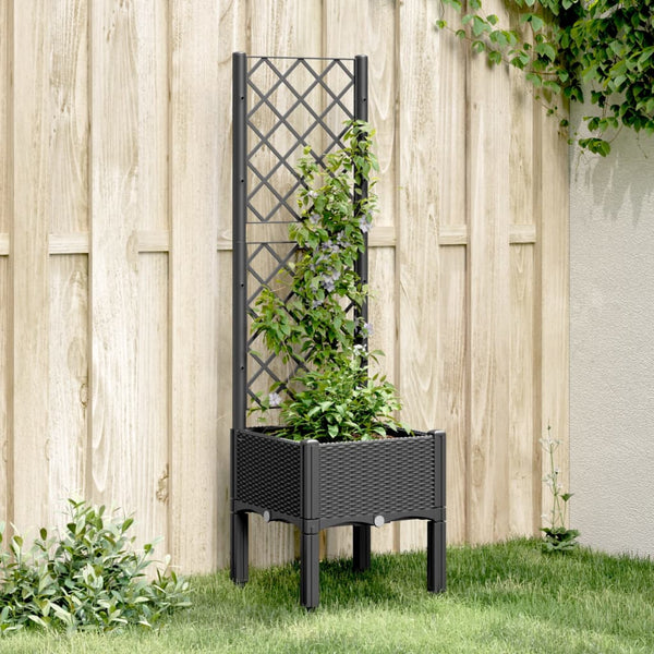 Schwarzer Blumenkasten mit Spalier Cairula 40x40x142cm (PP)