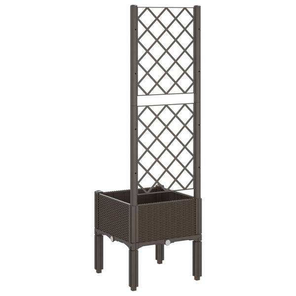 Brauner Blumenkasten mit Spalier Cairula 40x40x142cm (pp)