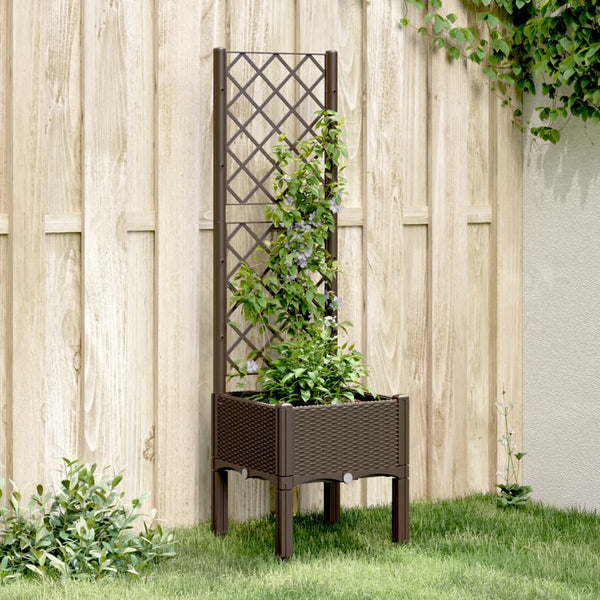 Brauner Blumenkasten mit Spalier Cairula 40x40x142cm (pp)