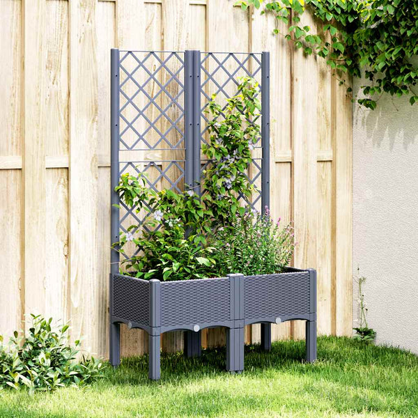 Grauer Blumenkasten mit Spalier Cairula 80x40x142cm (PP)
