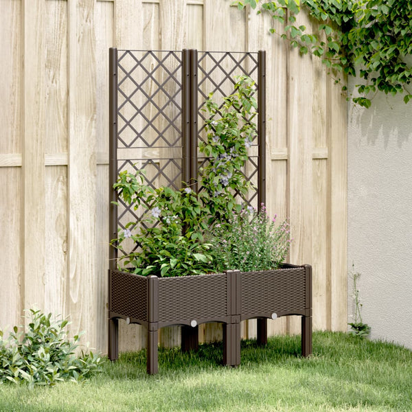 Brauner Blumenkasten mit Spalier Cairula 80x40x142cm (pp)