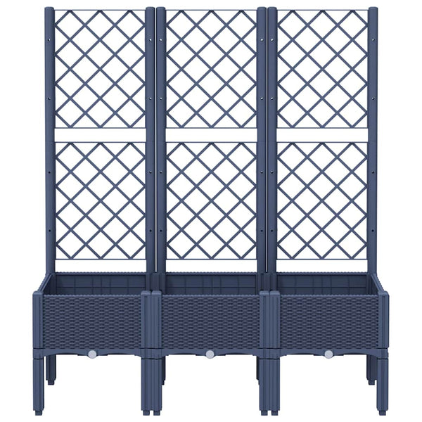 Grauer Blumenkasten mit Rankgitter Cairula 120x40x142cm (PP)