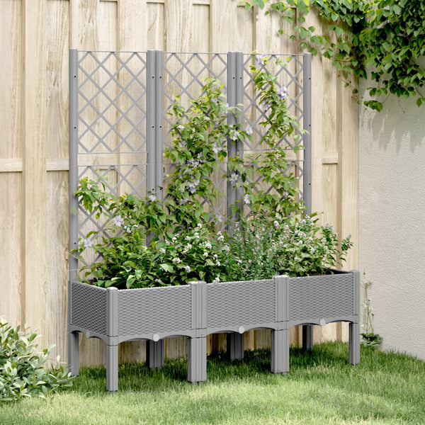 Hellgrauer Blumenkasten mit Spalier Cairula 120x40x142cm (PP)
