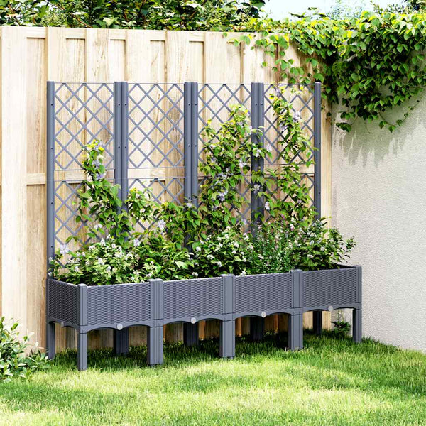 Grauer Blumenkasten mit Spalier Cairula 160x40x142cm (pp)