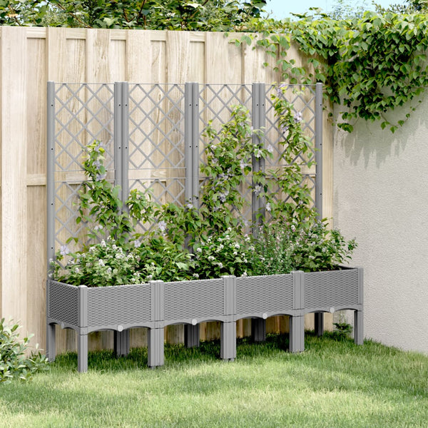 Hellgrauer Blumenkasten mit Spalier Cairula 160x40x142cm (pp)