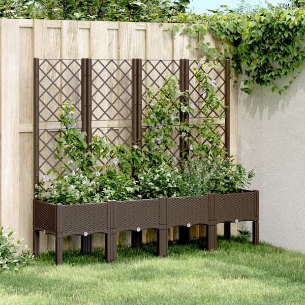 Brauner Blumenkasten mit Spalier Cairula 160x40x142cm (PP)