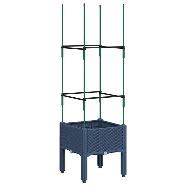 Grauer Blumenkasten mit Spalier Werle 40x40x142,5cm (PP)