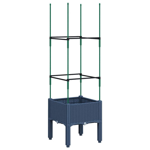 Grauer Blumenkasten mit Spalier Werle 40x40x142,5cm (PP)