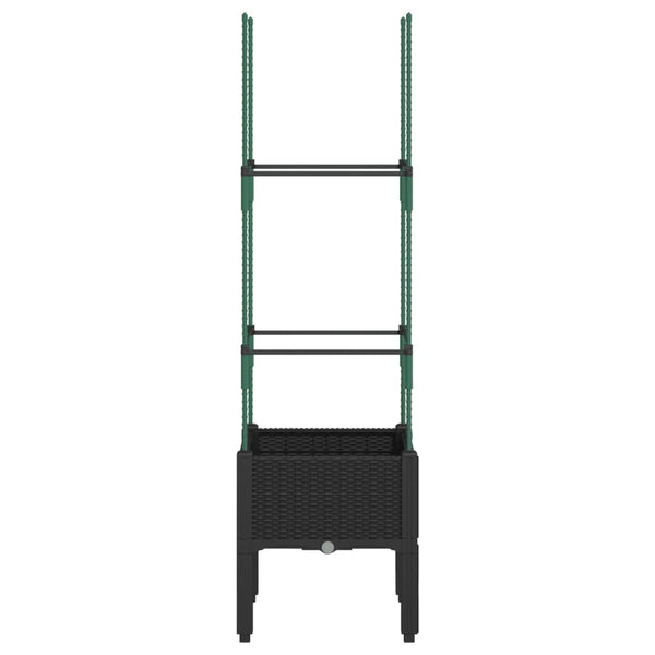 Schwarzer Blumenkasten mit Spalier Werle 40x40x142,5cm (PP)