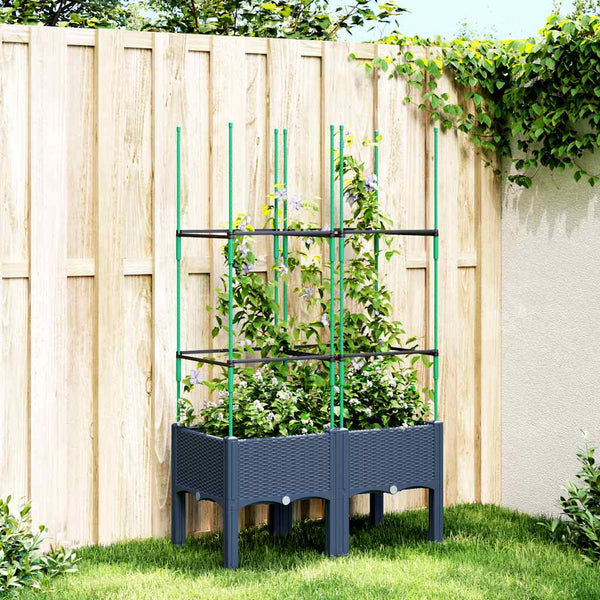 Grauer Blumenkasten mit Rankgitter Werle 80x40x142,5cm (pp)