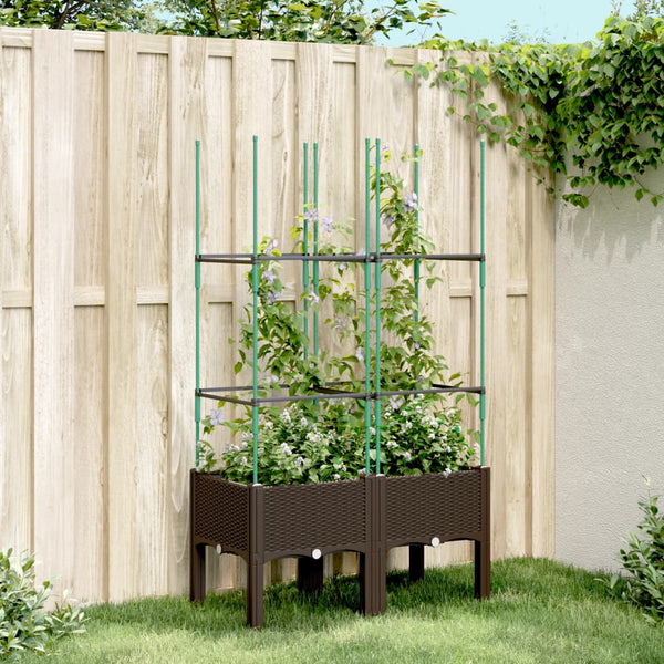 Brauner Blumenkasten mit Spalier Werle 80x40x142,5cm (PP)