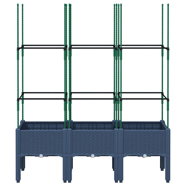 Grauer Blumenkasten mit Spalier Werle 120x40x142,5cm (pp)