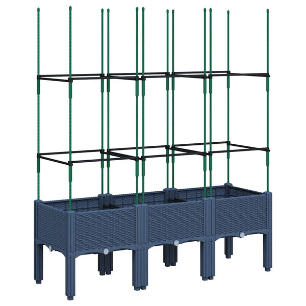 Grauer Blumenkasten mit Spalier Werle 120x40x142,5cm (pp)