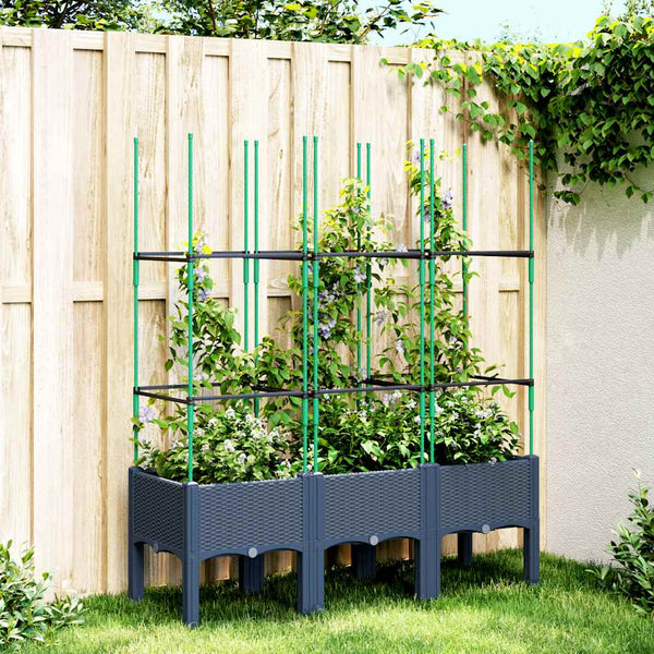 Grauer Blumenkasten mit Spalier Werle 120x40x142,5cm (pp)