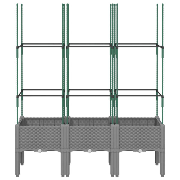Hellgrauer Blumenkasten mit Spalier Werle 120x40x142,5cm (PP)