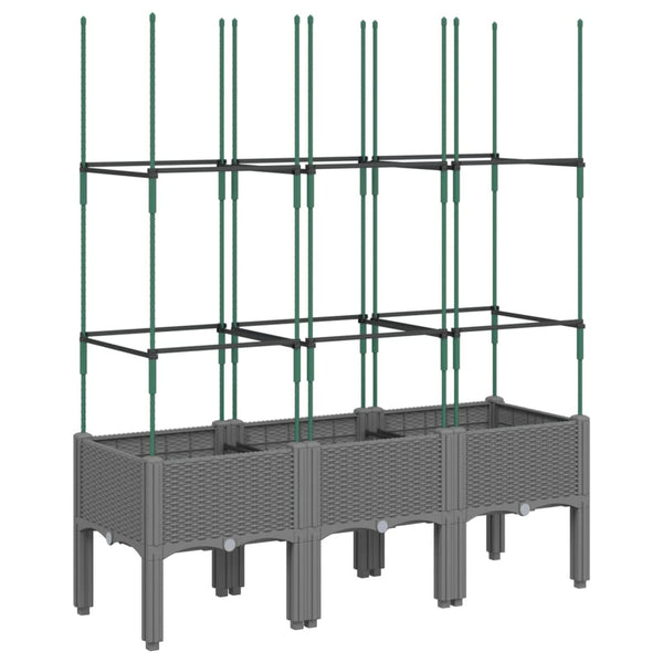 Hellgrauer Blumenkasten mit Spalier Werle 120x40x142,5cm (PP)