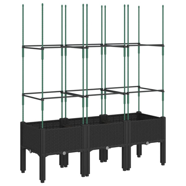 Schwarzer Blumenkasten mit Spalier Werle 120x40x142,5cm (pp)