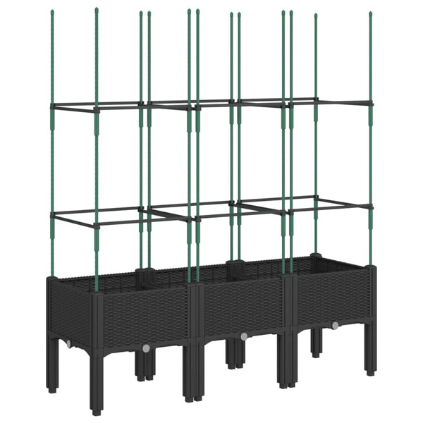 Schwarzer Blumenkasten mit Spalier Werle 120x40x142,5cm (pp)