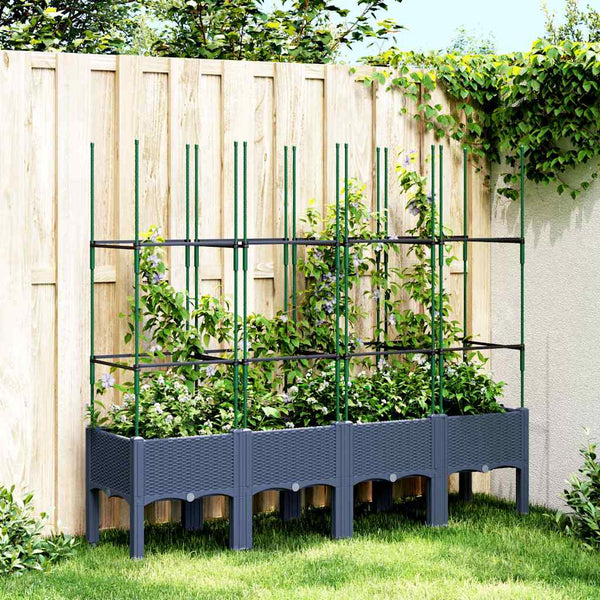 Grauer Blumenkasten mit Spalier Werle 160x40x142,5cm (pp)
