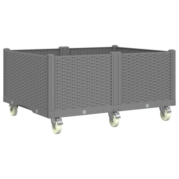 Hellgrauer Blumenkasten für draußen mit Rollen Calinic 100x80x54cm (PP)