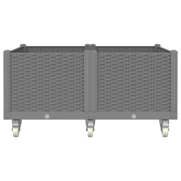 Hellgrauer Blumenkasten für draußen mit Rollen Calinic 100x80x54cm (PP)