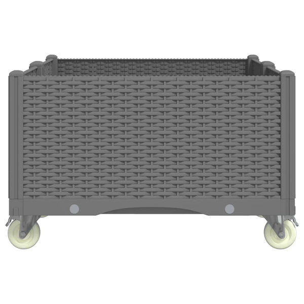 Hellgrauer Blumenkasten für draußen mit Rollen Calinic 100x80x54cm (PP)