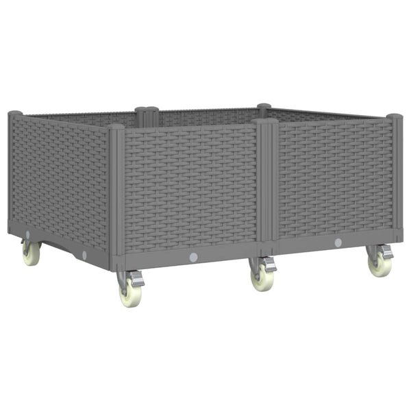 Hellgrauer Blumenkasten für draußen mit Rollen Calinic 100x80x54cm (PP)