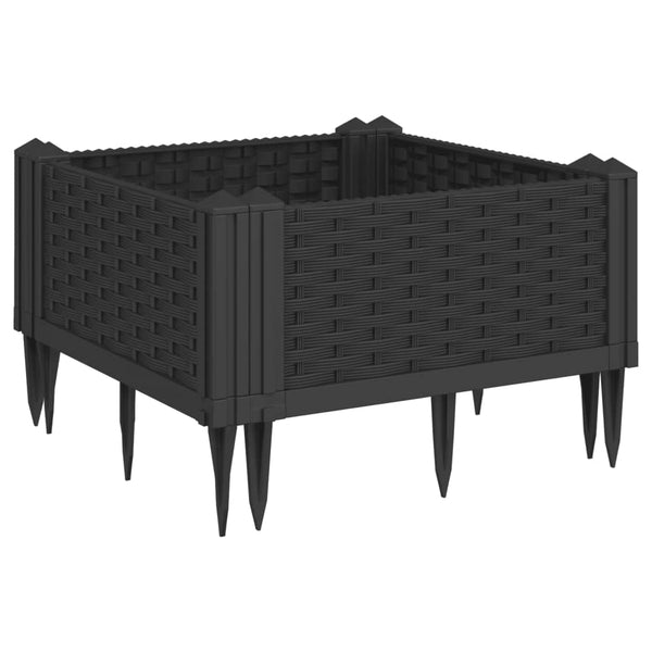 Schwarzer Blumenkasten mit Standfüßen Heipaneni 42,5x42,5x28,5cm (PP)