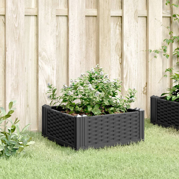 Schwarzer Blumenkasten mit Standfüßen Heipaneni 42,5x42,5x28,5cm (PP)