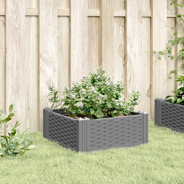 Hellgrauer Blumenkasten mit Füßen Heipaneni 42,5x42,5x28,5cm (PP)