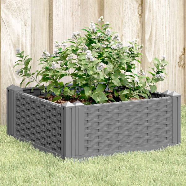 Hellgrauer Blumenkasten mit Füßen Heipaneni 42,5x42,5x28,5cm (PP)