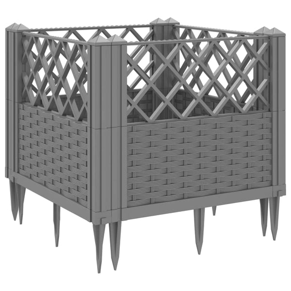Hellgrauer Blumenkasten mit Standfüßen Heipaneni 43,5x43,5x43,5cm (pp)