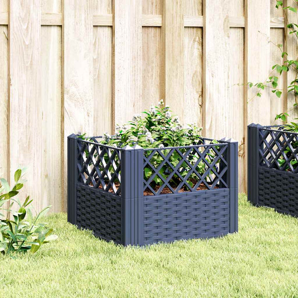 Grauer Blumenkasten mit Standfüßen Heipaneni 43,5x43,5x43,5cm (PP)
