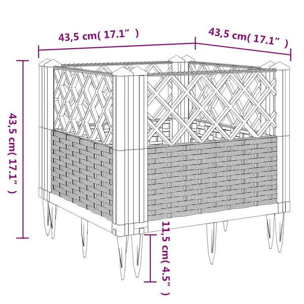 Grauer Blumenkasten mit Standfüßen Heipaneni 43,5x43,5x43,5cm (PP)