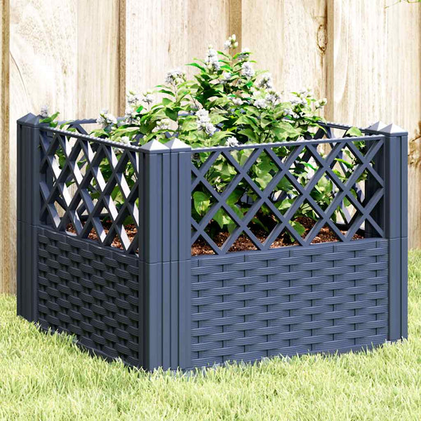 Grauer Blumenkasten mit Standfüßen Heipaneni 43,5x43,5x43,5cm (PP)