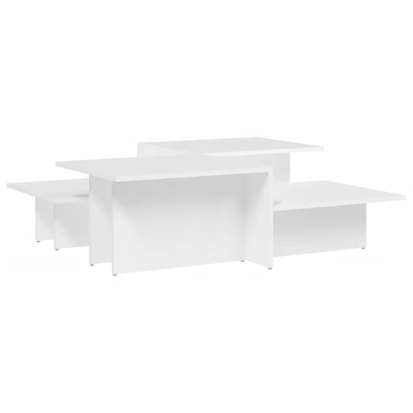 Weißer Couchtisch Mecnun (2 Holzstücke)