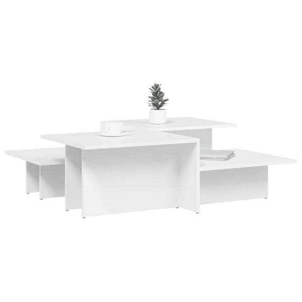 Weißer Couchtisch Mecnun (2 Holzstücke)