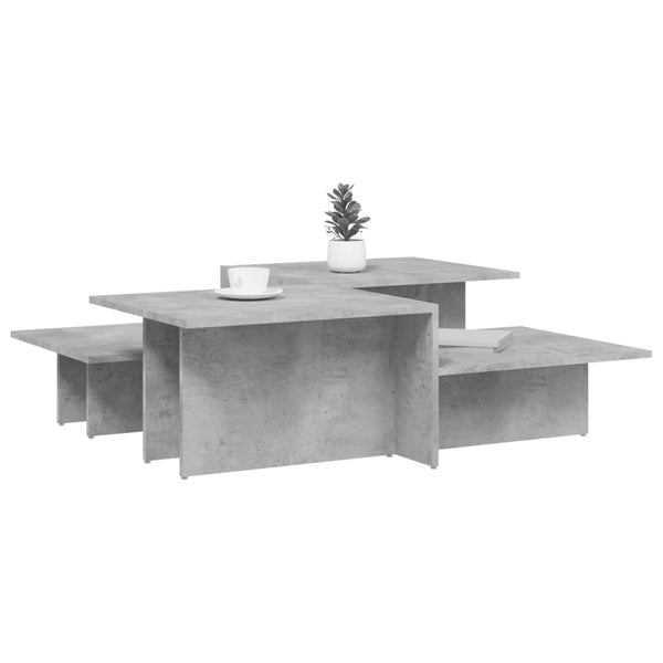 Betongraue Couchtische Mecnun (2 Stück Holz)