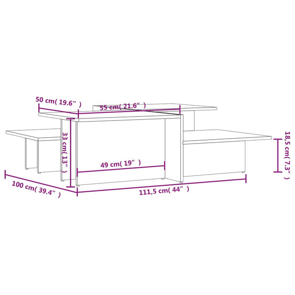 Betongraue Couchtische Mecnun (2 Stück Holz)