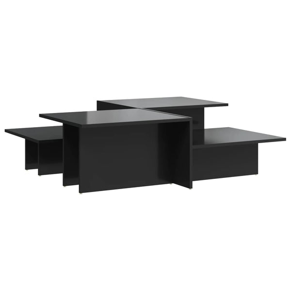 Schwarze Couchtische Mecnun (2 Stück Hochglanz-Holz)