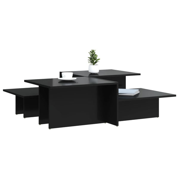 Schwarze Couchtische Mecnun (2 Stück Hochglanz-Holz)
