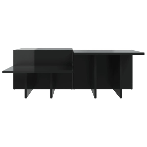 Schwarze Couchtische Mecnun (2 Stück Hochglanz-Holz)