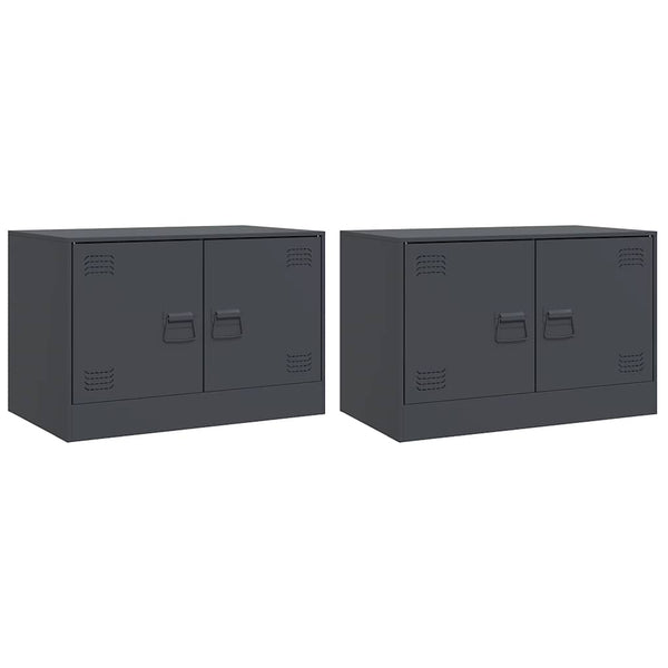 Anthrazitfarbene TV-Möbel Damian 67x39x44cm (2 Stück Stahl)