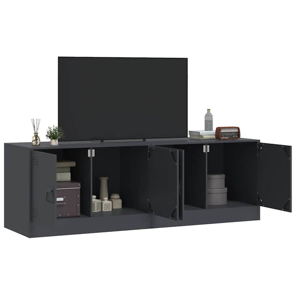 Anthrazitfarbene TV-Möbel Damian 67x39x44cm (2 Stück Stahl)