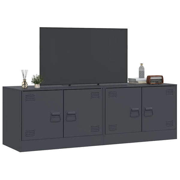 Anthrazitfarbene TV-Möbel Damian 67x39x44cm (2 Stück Stahl)