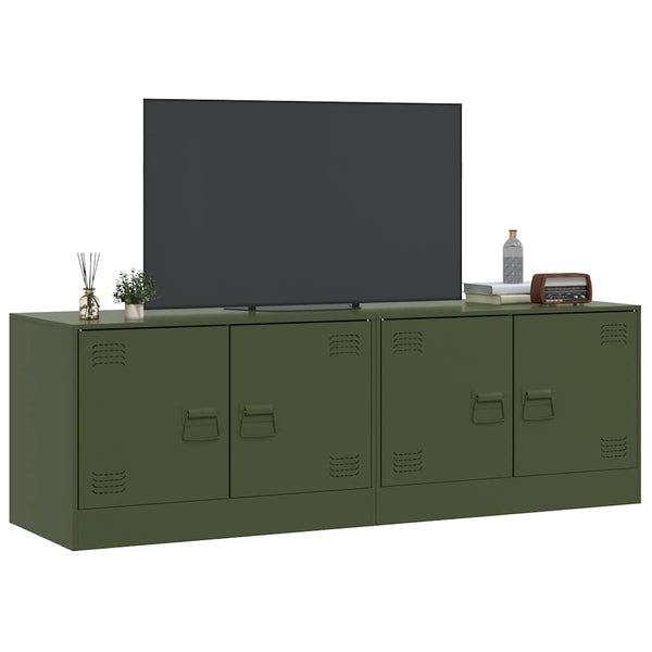 Olivgrüne TV-Lowboards Damian 67x39x44cm (2 Stück, Stahl)
