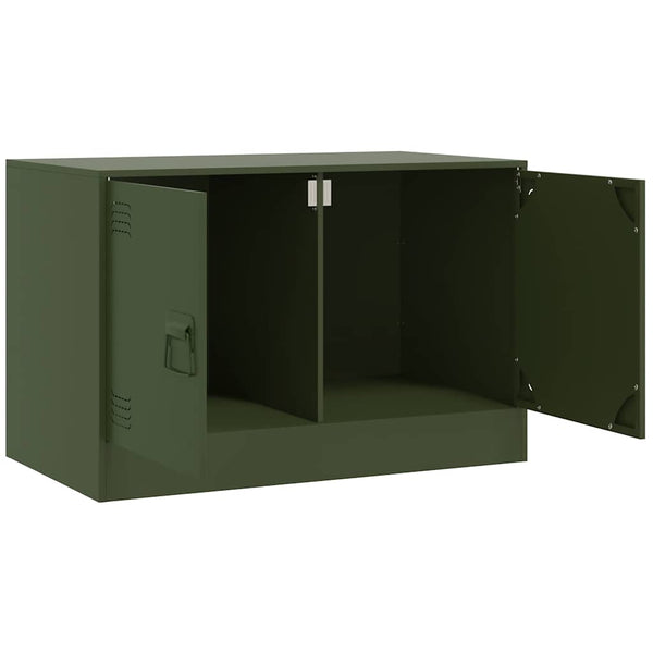 Olivgrüne TV-Lowboards Damian 67x39x44cm (2 Stück, Stahl)